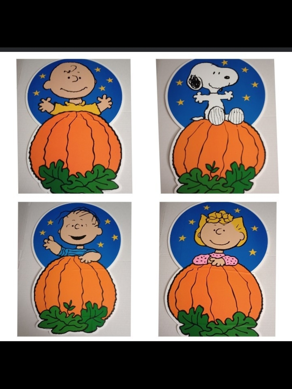 Peanuts Halloween Yard Art Snoopy Charlie Brown Set Of 4 (No Stakes) 16"x24"